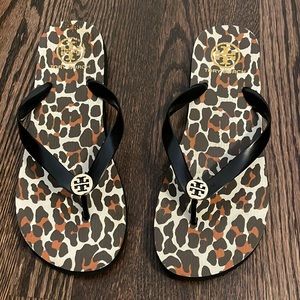 Tory Burch Animal Print Flip Flops